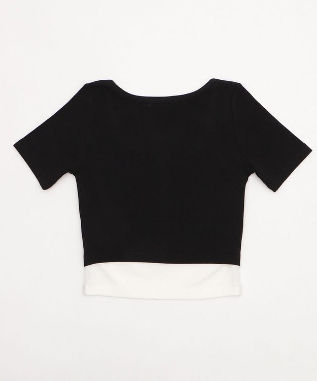 WEGO レースキャミレイヤード風ちびT ブラック