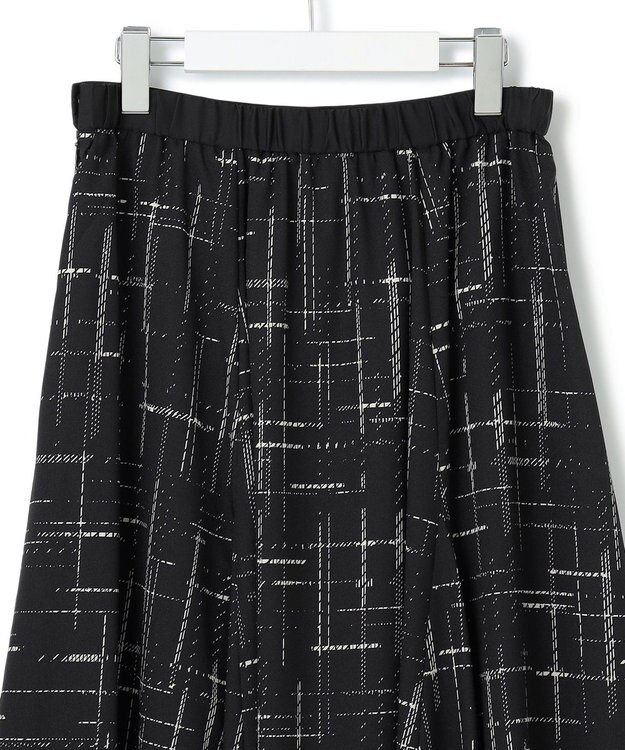23区 【洗える】モノクロトーンプリント スカート ブラック系