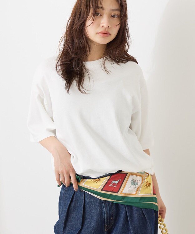 AMERICAN HOLIC 【接触冷感】スムースルーズクルーネックＴシャツ Off White