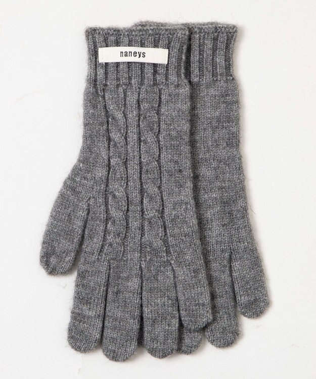 WEGO ケーブル編みグローブ グレー