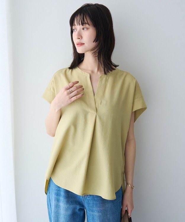 YECCA VECCA 【マシンウォッシャブル】サラサラスキッパーブラウス Yellow
