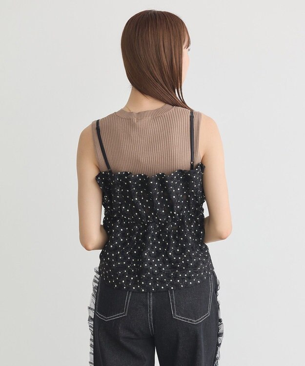 earth music&ecology キラキラフラワー刺繍ビスチェ Black