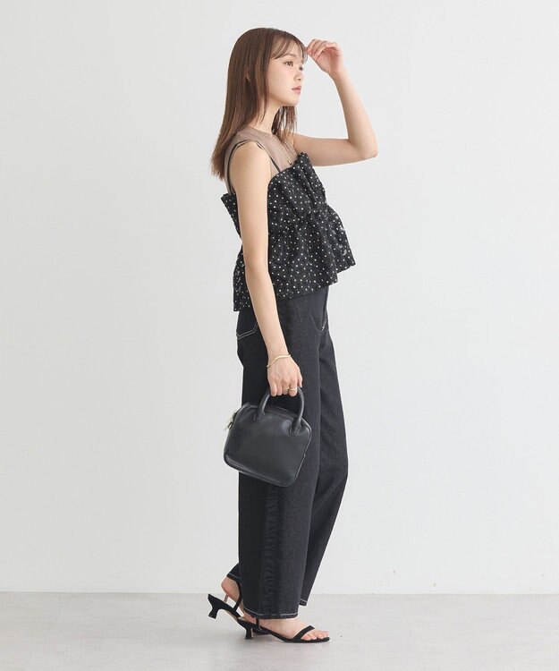 earth music&ecology キラキラフラワー刺繍ビスチェ Black