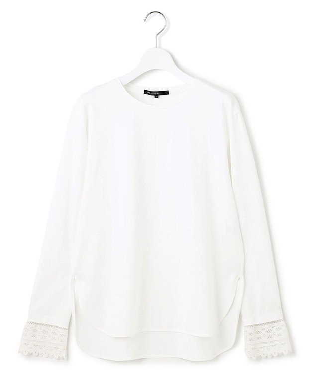 23区 S 【洗える】ナチュラルコットンベア レースレイヤード カットソー ホワイト系