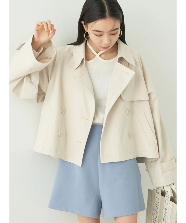 earth music&ecology ショートトレンチコート Ecru