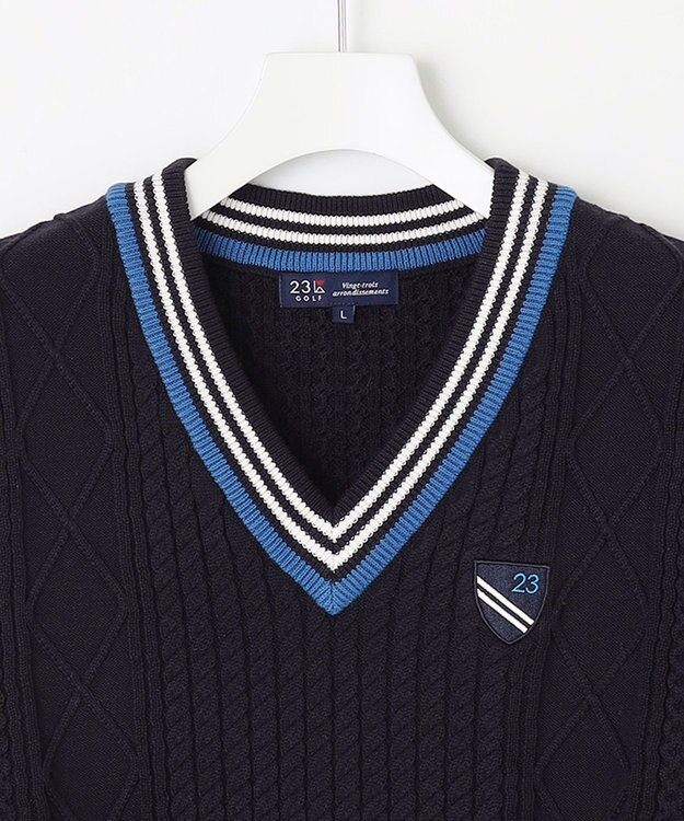23区GOLF 【MEN】コットンブレンド ニットベスト ネイビー系