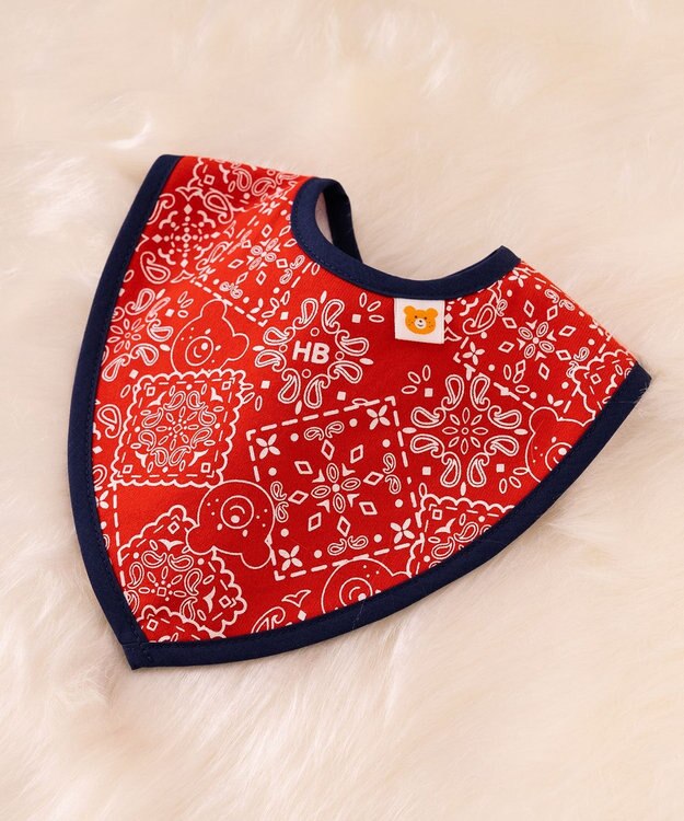 MIKI HOUSE HOT BISCUITS バンダナ風柄スタイ 赤