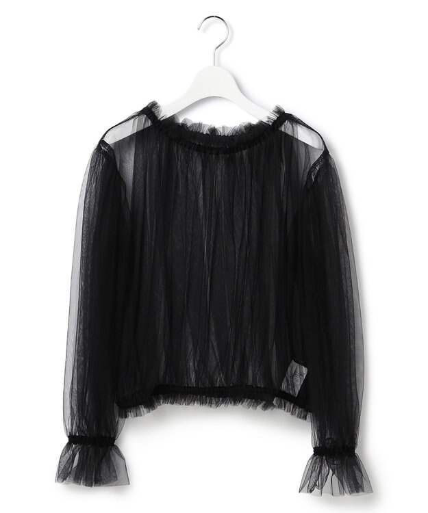 23区 S 【GOLD LABEL】チュール ギャザーブラウス ブラック系
