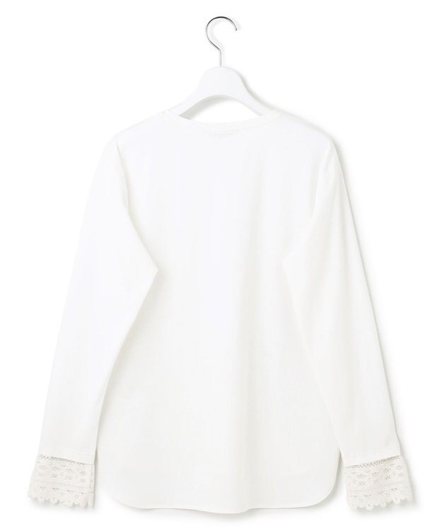 23区 S 【洗える】ナチュラルコットンベア レースレイヤード カットソー ホワイト系