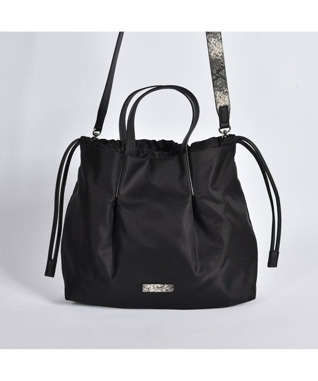 LA BAGAGERIE ドローストリング2WAYトート Sサイズ ブラック×パイソン