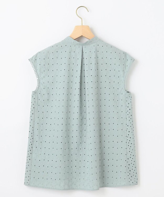 組曲 L エンブロイダリーレースノースリーブ ブラウス スモーキーミント系