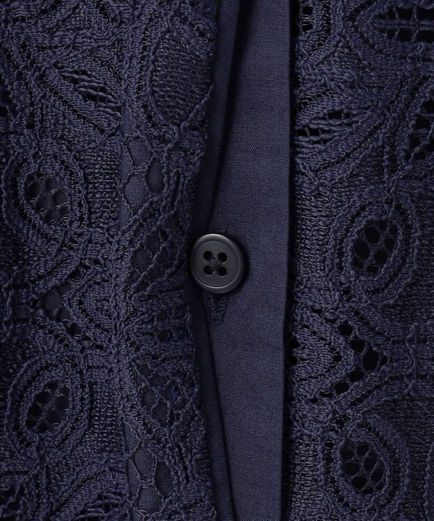 自由区 S 【洗える】フラワータイルレース ワンピース インディゴブルー