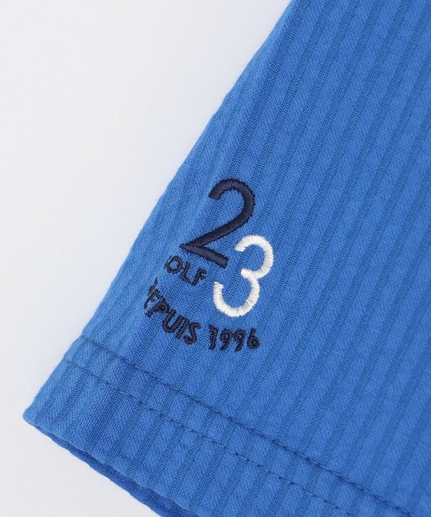 23区GOLF 【MEN】【吸水速乾・UVケア】ストレッチサッカー半袖シャツ サックスブルー系