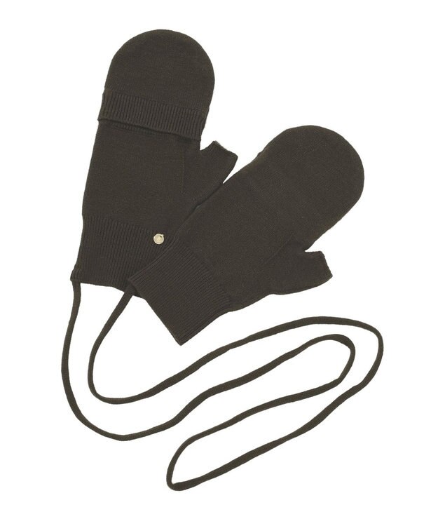 earth music&ecology チャーム付きニットミトン Charcoal Gray