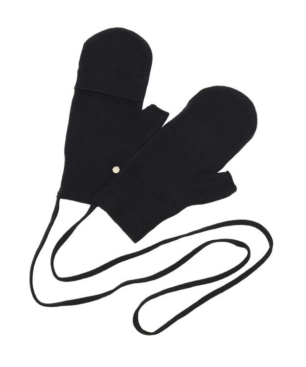 earth music&ecology チャーム付きニットミトン Black