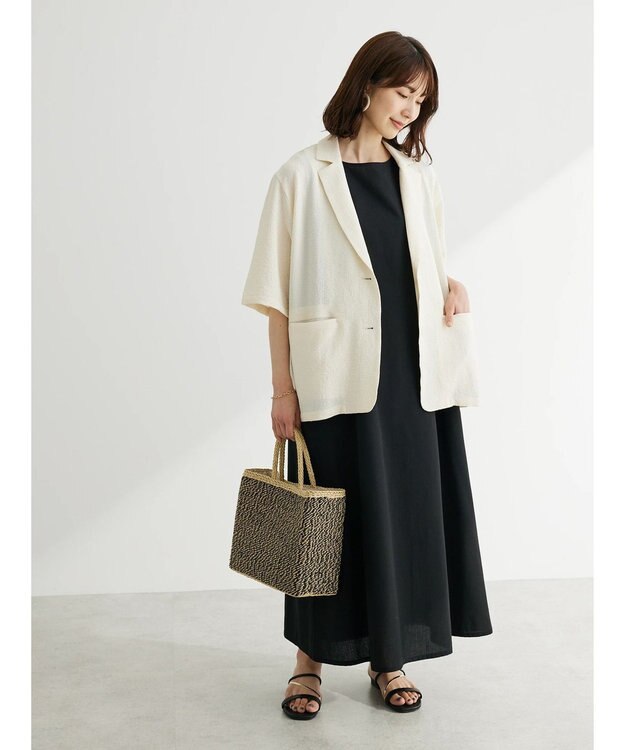 Green Parks 綿麻混ノースリーブワンピース Black