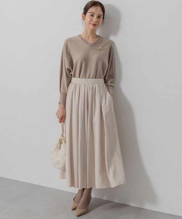 組曲 S 【前後着用可】ニューシックニットＶネック プルオーバー ベージュ系