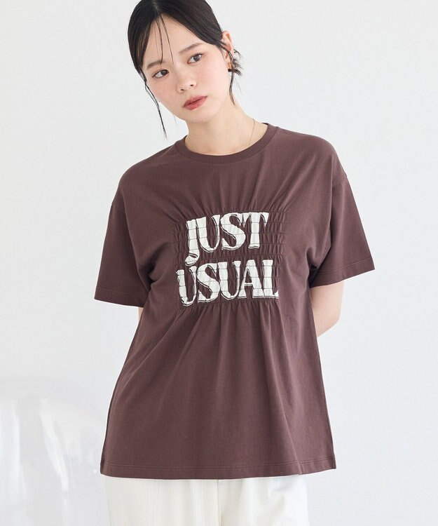 earth music&ecology シャーリングロゴTシャツ Brown
