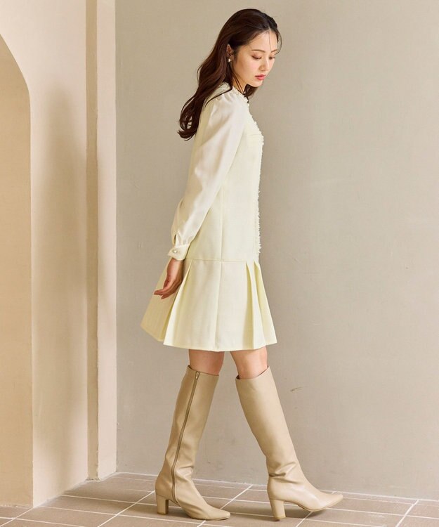 Feroux ツイードミディ ワンピース アイボリー系