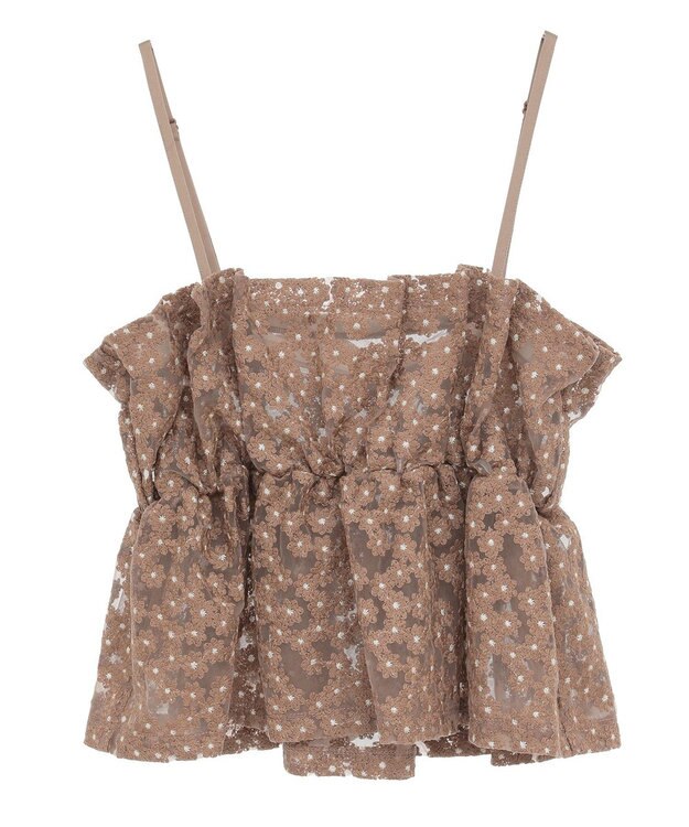 earth music&ecology キラキラフラワー刺繍ビスチェ Brown