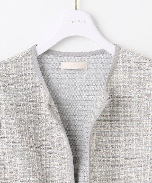 ANY SIS 【2SET】ウォッシャブルジャケット × ブラウス セット グレーミックス