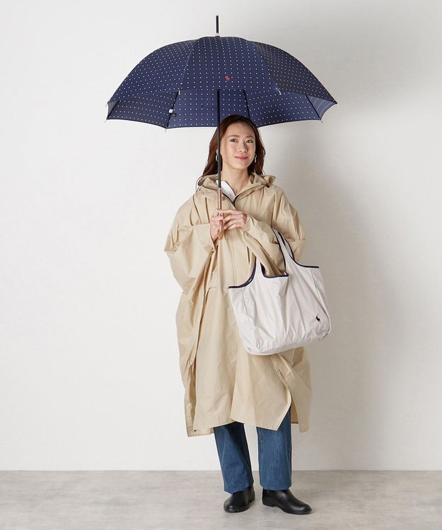 MOONBAT POLO RALPH LAUREN（ポロ ラルフローレン)ドット×ロゴ 雨傘 長傘 ネイビーブルー