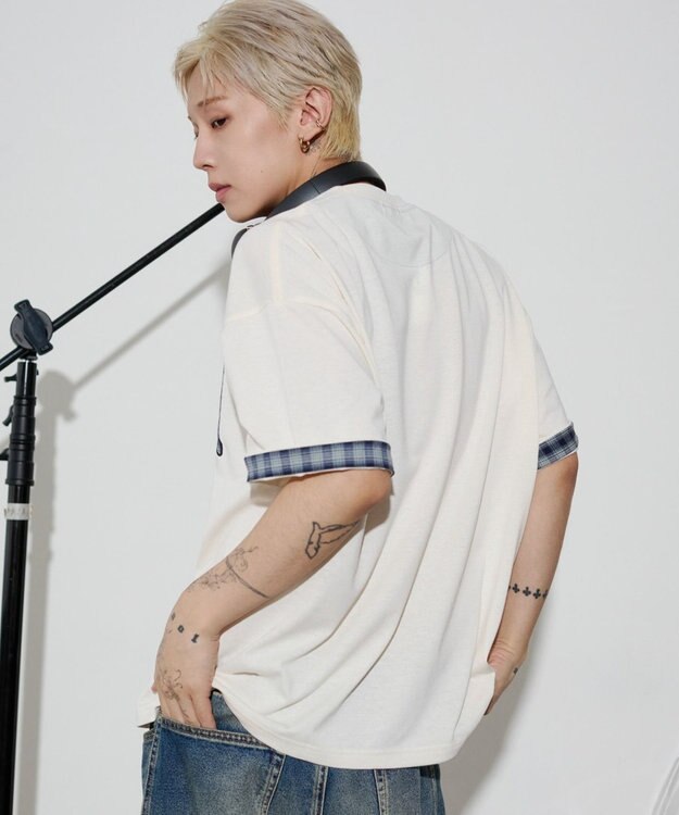 WEGO 【ユニセックス着用ITEM】チェックディテールロゴT（SS） ホワイト