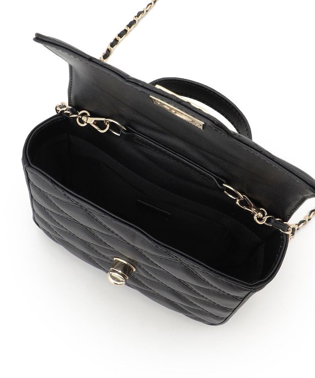 23区 キルティング トップハンドル ショルダーバッグ ブラック系