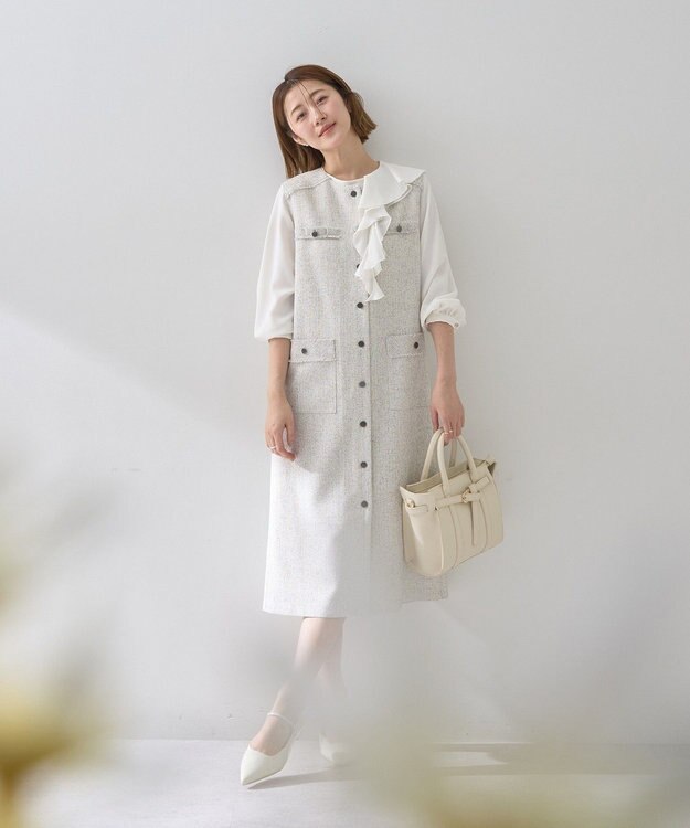 YECCA VECCA アシメラッフルブラウス Off White