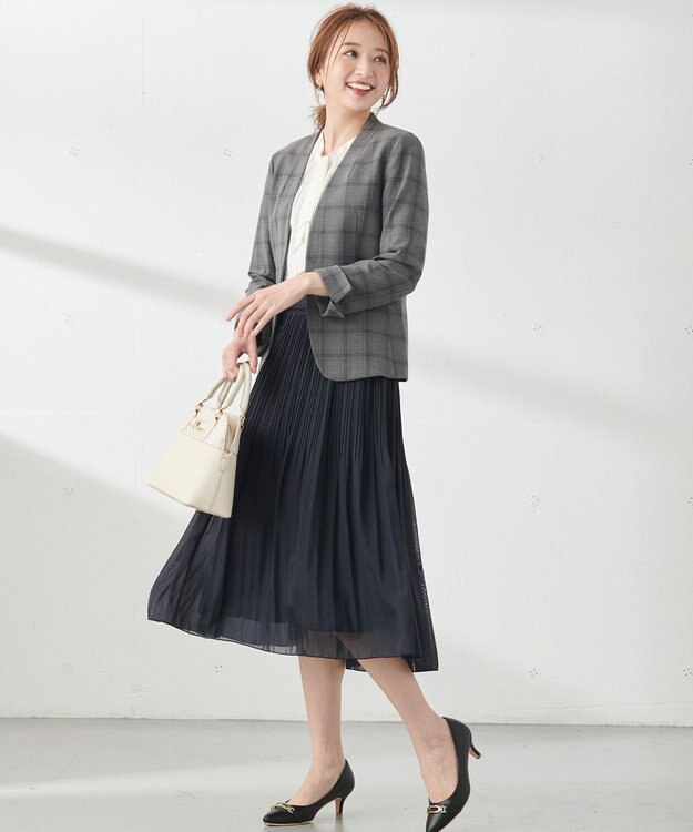 ANY SIS シャイニープリーツ スカート ネイビー