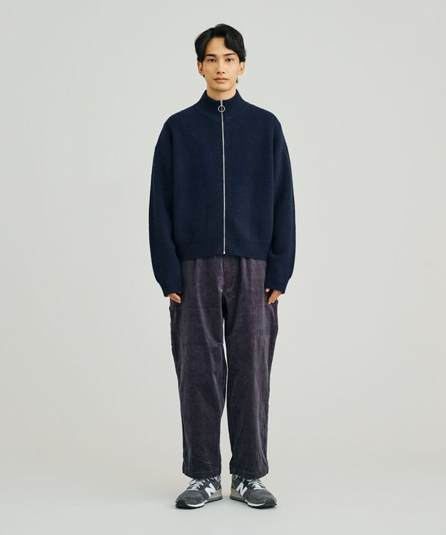 J.PRESS YORK STREET 【UNISEX】ウールカシミヤ ジップアップニット ネイビー系