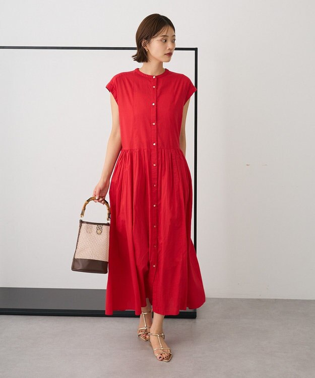 CRAFT STANDARD BOUTIQUE インド綿フレンチスリーブワンピース Red