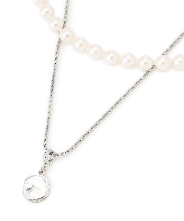 23区 コインモチーフ パール チェーン ネックレス シルバー系
