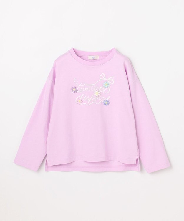 ANY KIDS 【綿100%】ロゴプリント 長袖Tシャツ ラベンダー