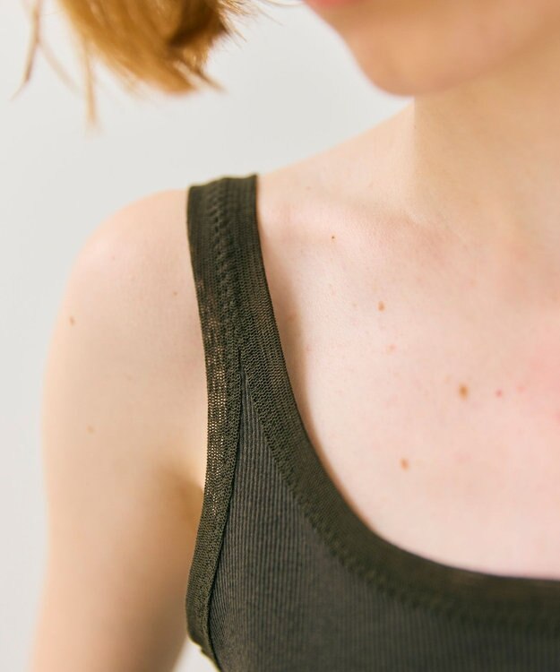BEIGE， 【BEIGE,ecru/WEB限定・洗える】RIB TOPS /  コットンシルクリブキャミソール Khaki