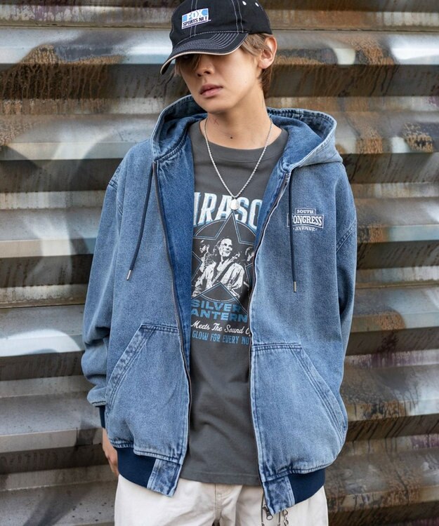 WEGO ワーカーズフードブルゾン デニム中濃加工色