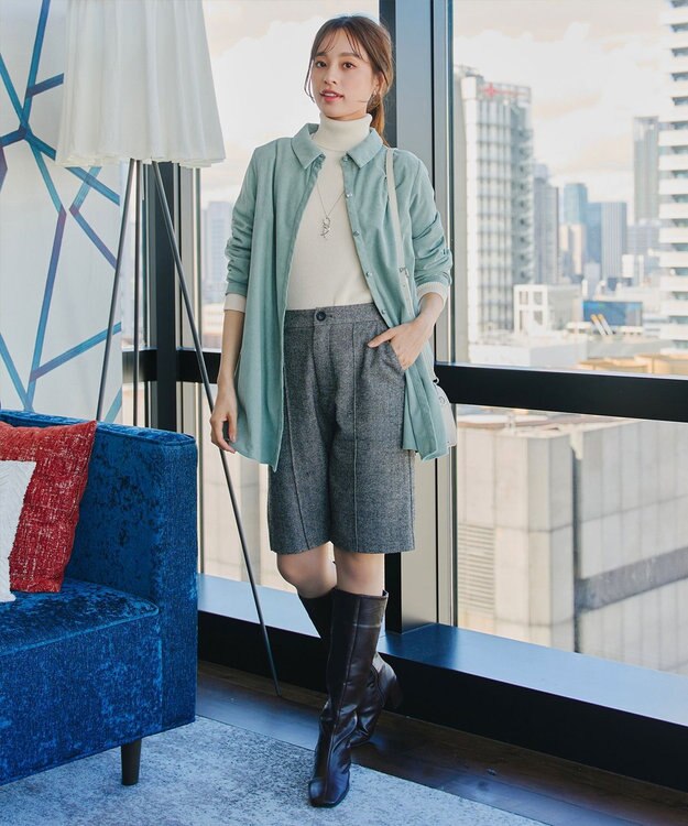 Tiaclasse L 【新色追加・洗える】リブタートルニット オフホワイト