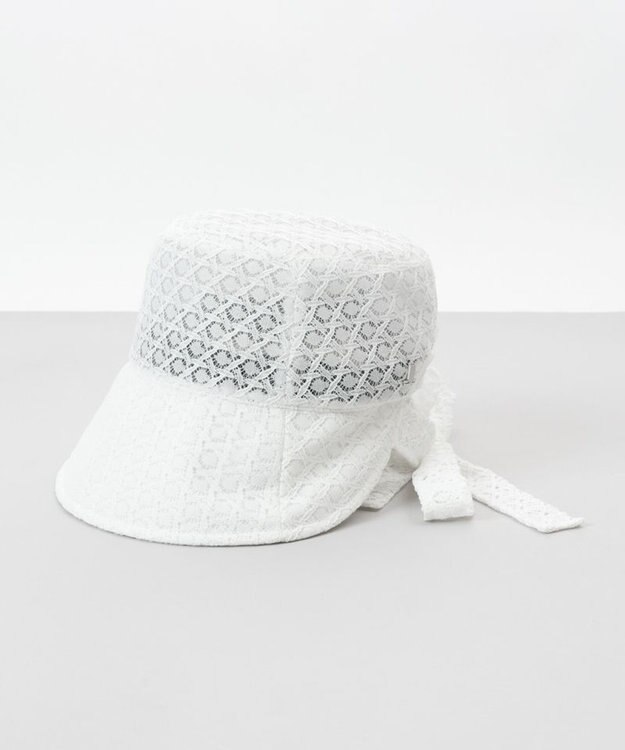 AURORA 【 LANVIN en Bleu （ランバン オン ブルー）】レースボンネット風クロッシェハット オフホワイト