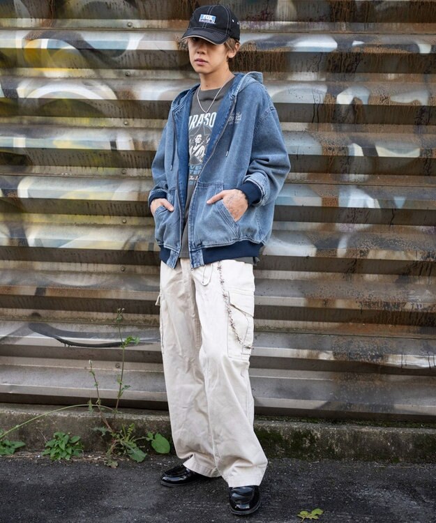 WEGO ワーカーズフードブルゾン デニム中濃加工色