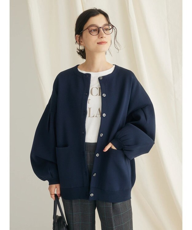 CRAFT STANDARD BOUTIQUE リサイクルポリエステルニットカーディガン Navy