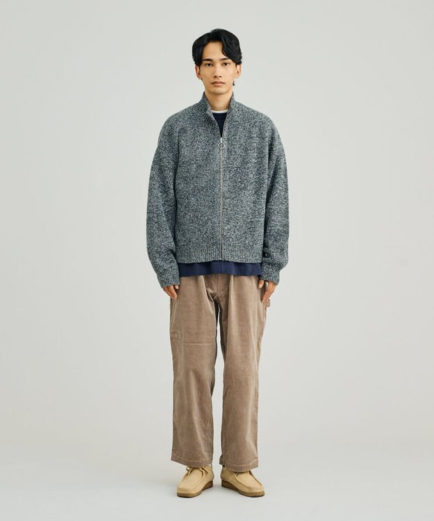 J.PRESS YORK STREET 【UNISEX】ウールカシミヤ ジップアップニット ブラック系1