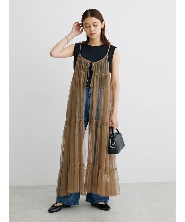 Green Parks ・ＥＬＥＮＣＡＲＥ　ＤＵＥ　２ｗａｙチュールキャミワンピ Mocha