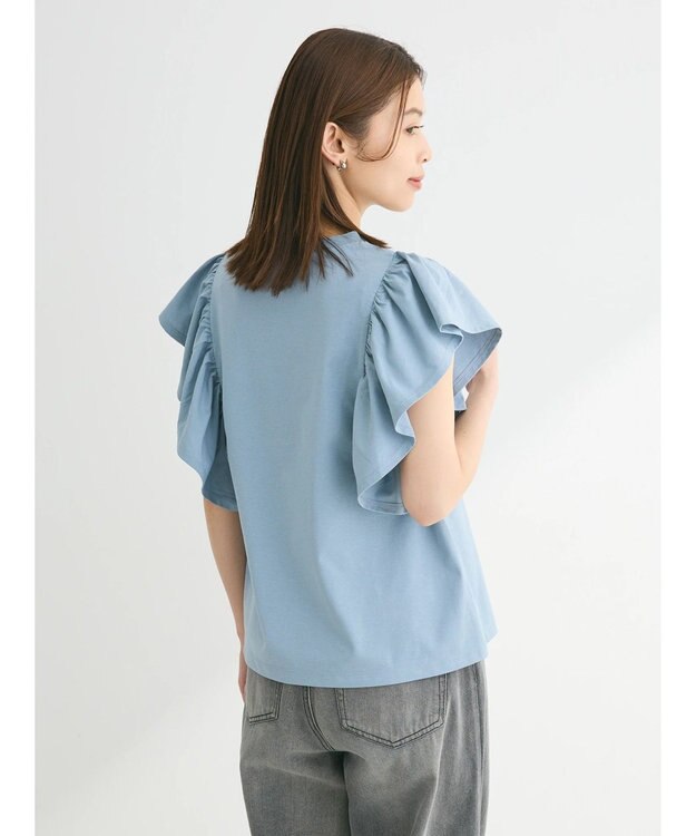 Green Parks ・ＳＵＧＡＲ　ＳＰＯＯＮ＜ＣＯＯＬ＞ラッフルスリーブＴＥＥ Sax