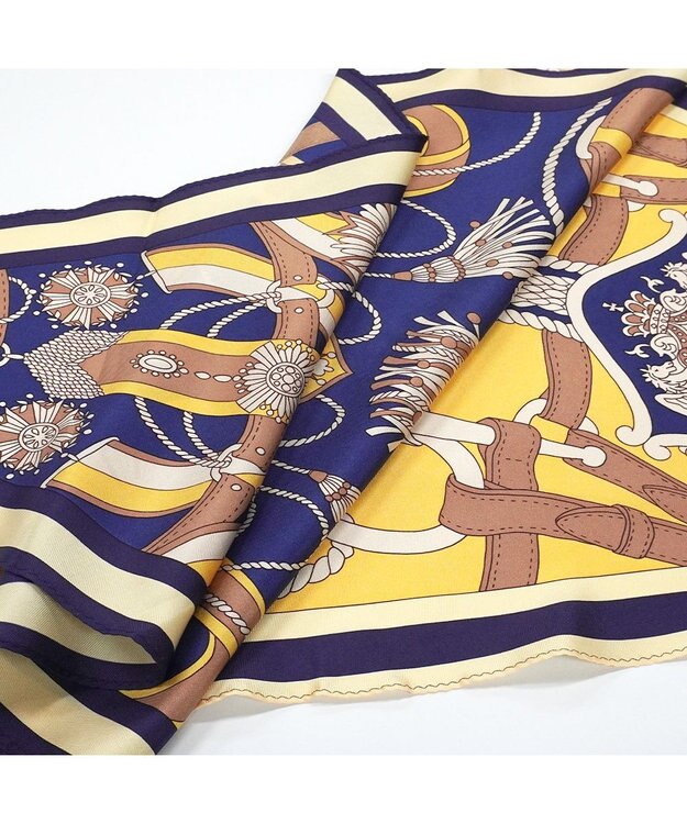 Marca 【Marcaオリジナル】バイカラーベルト シルクツイル 菱形スカーフ イエロー×ブルー