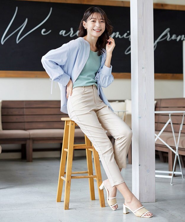 Tiaclasse 【新色追加・洗える】アンクルテーパードパンツ ライトベージュ