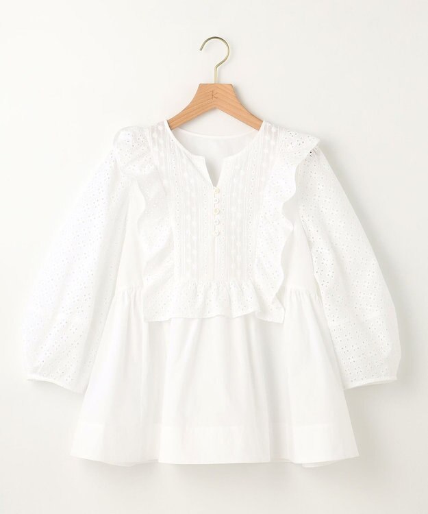 組曲 S 【WEB限定色あり】レースコンビシャーティング ブラウス アイボリー系