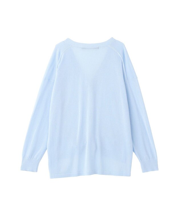 YECCA VECCA ハイゲージミドル丈Vネックカーディガン Sax