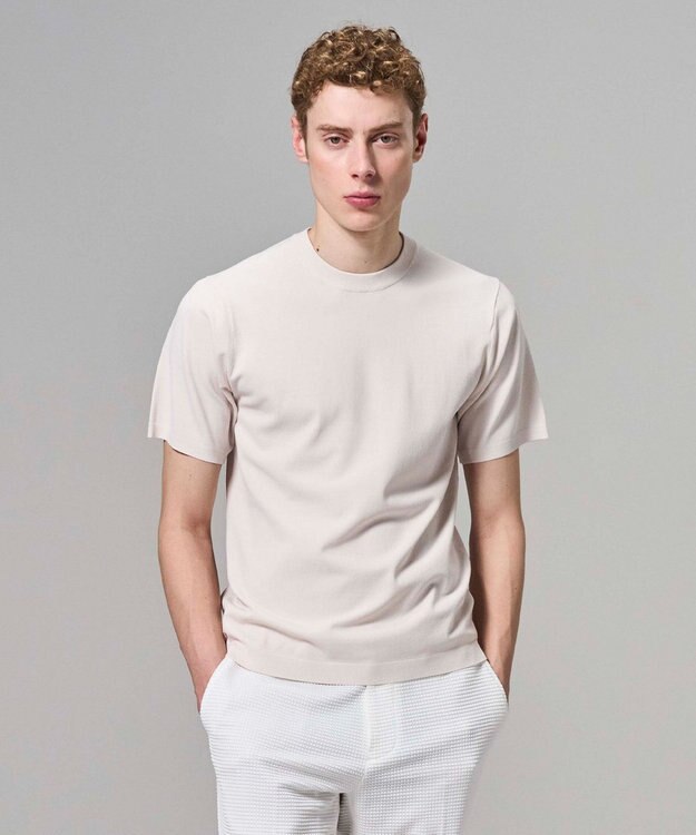 JOSEPH HOMME 【新色追加】リュクスレーヨン　クルーネック半袖ニット ライトアイボリー系