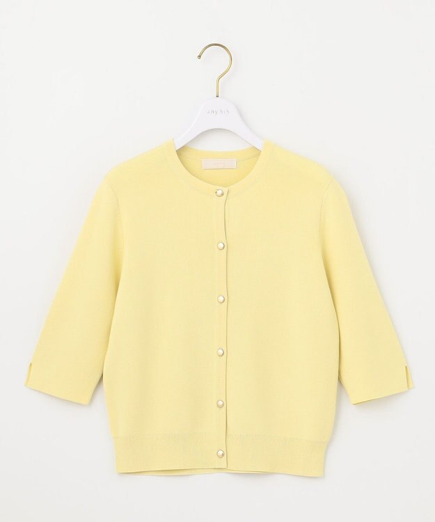 ANY SIS L 【接触冷感・UVカット・洗える】ハーフスリーブ カーディガン イエロー