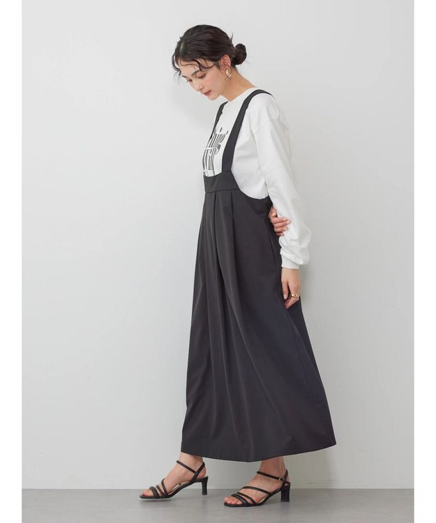 AMERICAN HOLIC 丈違いフロントタックジャンバースカート Black